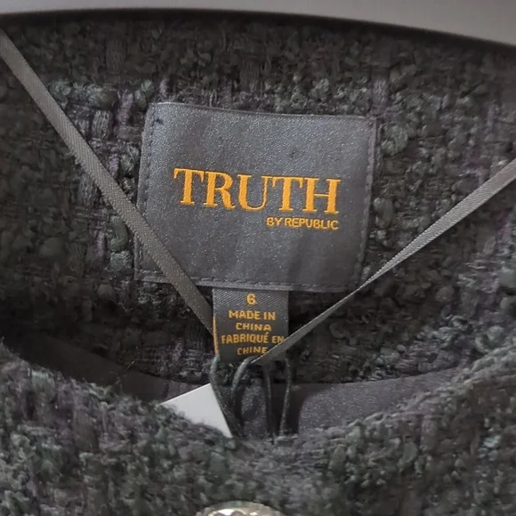 Truth By Republic Black Tweed Bomber Jacket NWT - Picture 4 of 7